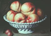 Fede Galizia Peaches in a pierced white faience basket oil